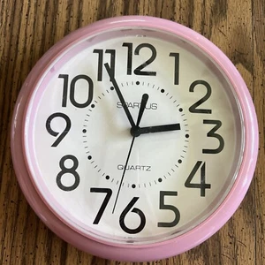 Vintage Spartus Wall Clock Round 8” Mauve, Pink Quartz Works Made in USA 1983 - Picture 1 of 8