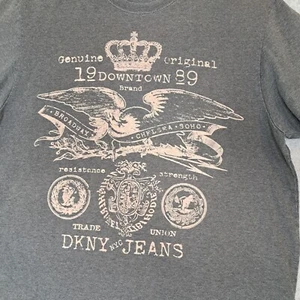 DKNY NYC Jeans Mens XL Gray T Shirt Eagle 1989 Emblem - Picture 1 of 7
