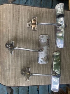 THREE 1957 1958 Cadillac OEM Rear View Mirror & Mounting Bracket 4695162 Guide - Picture 1 of 18