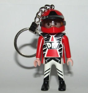 Playmobil Biker Pilot Motorrad Rennfahrer mit rotem Helm Schlüsselanhänger - C50 - Bild 1 von 4