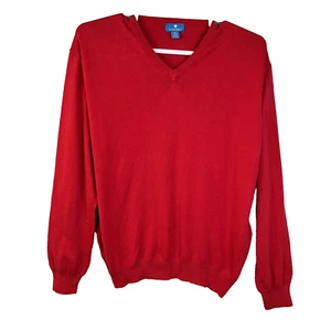 Toscano Cotton Sweater Men's XL Red V Neck Made In Italy Casual Lightweight - Picture 1 of 8