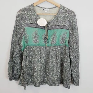 LITTLE MISS GYPSY Womens Size S/M or 10/12 Floral Print Long Sleeve Blouse NEW - Picture 1 of 10