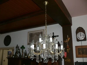 Große prunkvolle Lüster Deckenlampe 12 flammig 2 stöckig ca. 650 Teile Kristall - Bild 1 von 12