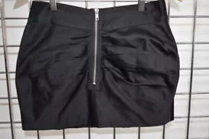 Holly Morgan Black Satin Mini Skirt Size Small On Sale - Picture 1 of 4