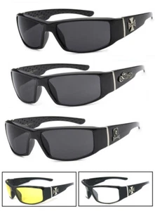 Choppers Motorcycle Biker Riding Wrap Sunglasses Glossy Black Frame - Picture 1 of 40