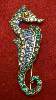 Butler & Wilson Brooch Vintage Seahorse blue / green Stamped Boxed - Image 1 of 4