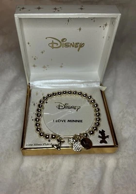Pulsera Disney I Love Minnie Tono Dorado Plateado Dije Cuentas Nueva con Etiquetas Foto 1 de 3