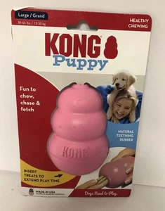 KONG Natural Rubber Teething Chew Dog Toy With Treat Insert, Large Pink 30-65Lbs - Picture 1 of 2