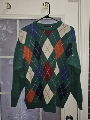 Suéter Preswick & Moore Para Hombres L Argyle Mezcla Acrílico Verde Manga Larga Foto 1 de 4