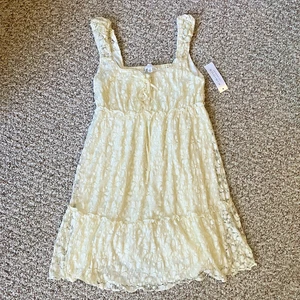 Neu mit Etikett Kirious Damen Babydoll Kleid Größe M creme Spitze kokett Milkmaid Rüschen - Bild 1 von 10