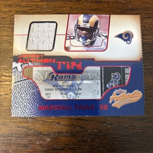 Fleer Authentix 2002 - Jersey Authentix Marshall Faulk juego usado - Imagen 1 de 2