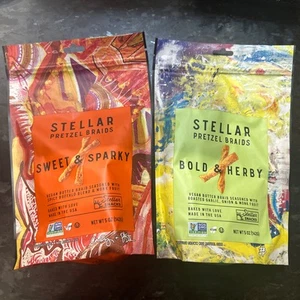 Stellar Pretzel Braids SWEET & SPARKY + BOLD & HERBY Flavors (2 Pack) 5 Oz Each - Picture 1 of 2