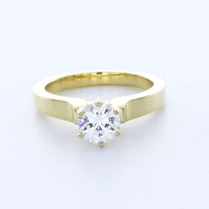 1.0CT LAB-CREATED DIAMOND D/VS1 ROUND CUT 18K YELLOW GOLD CLASSIC SOLITAIRE RING - Picture 1 of 4