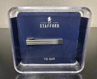 НОВЫЕ мужские STAFFORD ребристый галстук бар / зажим золото серебро платье рубашка костюм в коробке новый в коробке - Изображение 1 из 4