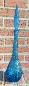 Vintage Empoli Genie Flasche 23" Dekanter ELEKTRISCH BLAU Blase Glas gestempelt Italien - Bild 1 von 15