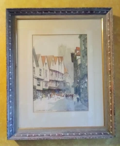 Signed & Framed Victor Noble Rainbird Petergate York Watercolor Painting - Picture 1 of 7