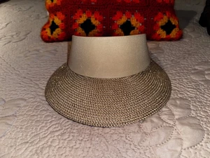 ERIC JAVITS SQUISHEE CHAMP VISIER NATUR/GOLD VERSTAUBAR VERSTELLBAR STROHHUT - Bild 1 von 12