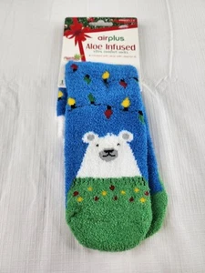 air plus Aloe Infused ultra comfort socks women's 9-11 NWT Christmas Polar Bear - Picture 1 of 6