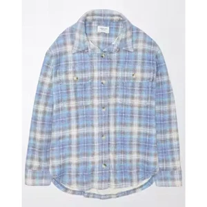 NWT American Eagle AE Go Big Beach Flannel Plaid Shirt Women's Size XL - Picture 1 of 10