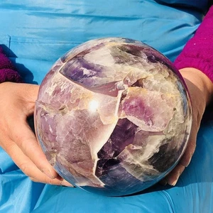8.4LB Top Natural dreamy amethyst Quartz Sphere Quarzt Crystal Ball reiki heal - Picture 1 of 15