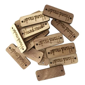 100Pcs Natural Wood Color Handmade Tag label Wooden Shaped - Picture 1 of 1