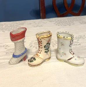 Stivali fioriere vintage Giappone occupato stivali stringati e tacco dipinti a mano lotto di 3 - Foto 1 di 13