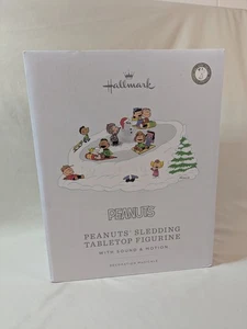 HALLMARK 2024 PEANUTS Sledding Tabletop Figurine Sound & Motion Snoopy NEW! - Picture 1 of 7