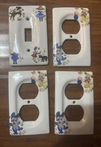 1 Light Switch Plate, 3 Outlet Covers Porcelain Baby Nursery Bunnies, Children - Picture 1 of 8