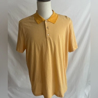 THEORY Men’s Size XXL Bron D Polo Shirt In Marigold Moon Yellow Striped - Image 1 of 4