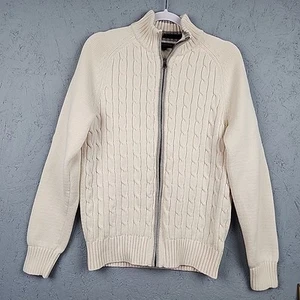 Maglione Banana Republic uomo medio beige full zip cavo grossa maglia pescatore - Foto 1 di 9