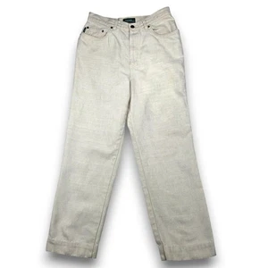 Pantalones de mezclilla Lauren Ralph Lauren blanco crema talla 10 recortados cintura alta lino - Imagen 1 de 7