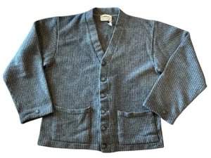 Cárdigan suéter abuelo vintage años 50 mezcla de lana gris pata de gallo para hombre S - Imagen 1 de 7