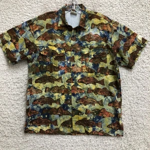 The Days Catch Button Up Shirt Medium Adult Green AOP Fishing Vented Outdoor Men - Picture 1 of 9