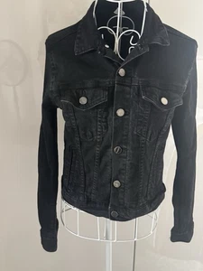 H&M Damen Jeansjacke Schwarz Grau in Gr. 38 M Party Übergang Freizeit Arbeit  - Bild 1 von 9