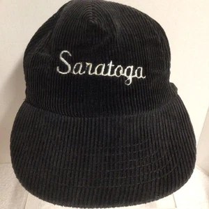 Vintage SARATOGA RACEWAY Black Corduroy Adjustable Snapback Cap Hat - Picture 1 of 9