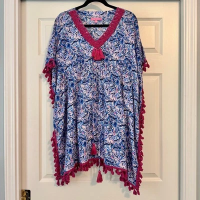 Simply Southern Swim Beach Cover-Up Talla S-M Azul y Rosa Foto 1 de 4