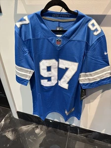 Detroit Lions Aiden Hutchinson #97 Blue Jersey All Stitched Adult Size Medium - Picture 1 of 8