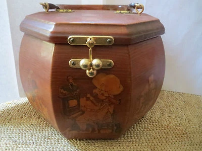 Bolso de mano vintage octogonal de madera con asa Lucite - Niñas pequeñas Foto 1 de 4