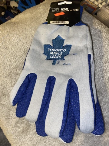 NHL Toronto Maple Leafs Utility Winter Gloves Grey w/ Blue Palm EMBROIDED Cover