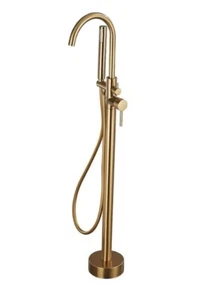Matt Gold Burnish Bathroom Luxury Tub Sink Faucet Floor Mount Bathtub Mixer Tap - Picture 1 of 9