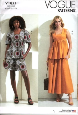 Vogue V1871 Misses Top, Shorts and Skirt  Size 6 to 14  Uncut Sewing Pattern - Image 1 of 2