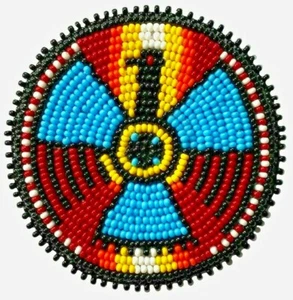 NEU HANDGEFERTIGTE DONNERVOGEL PERLEN HANDWERK APPLIKATIONEN ROSETTE R58/14 - Bild 1 von 2