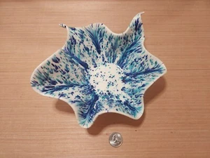 Turqouise Blue Floritta Original Glossed Ceramic Vtg. Bowl Royal Unique Ceramic - Picture 1 of 11