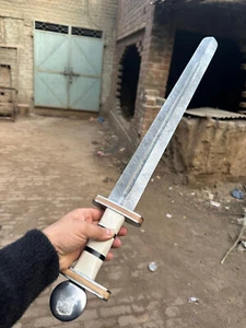 Custom Handmade Damascus Steel Battle Ready Mittelalter Wikinger Schwert/Lederscheide - Bild 1 von 5