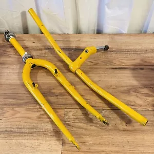 Vintage 80s 1-inch Threaded Rigid MTB Fork 26 + Matching Quill Stem & Sweep Bars - Picture 1 of 16