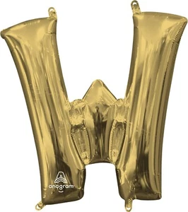 Letter Foil Air Filled Balloon - 16"H | Gold | 1 Pc., Letter W - Picture 1 of 1