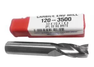 1/2" (.500) 3 FLUTE CARBIDE END MILL - REGULAR LENGTH - 120-3500 - Picture 1 of 1