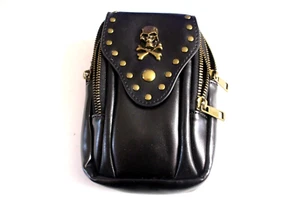 BOLSO BANDOLERA DE CUERO SINTÉTICO PARA TELÉFONO CALAVERA GÓTICA PUNK - Imagen 1 de 6