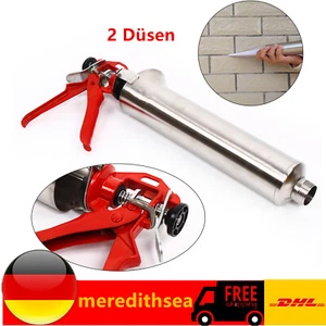 Set pressa per malta professionale siringa per malta acciaio inox pistola per fughe pressa per gesso con 2 ugelli - Foto 1 di 9