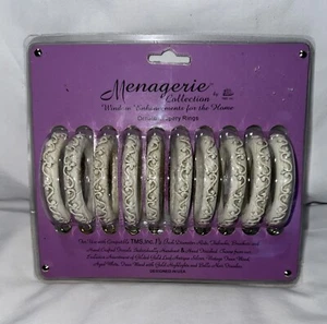 Menagerie Ornate Drapery Rings 1 3/8" Fluer Set of 10 Rings Aged White NEW - Picture 1 of 5